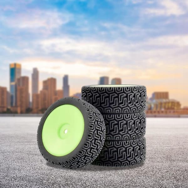 4 RC car tyres Rubber tyres Remote-control car Replacement tyres Green