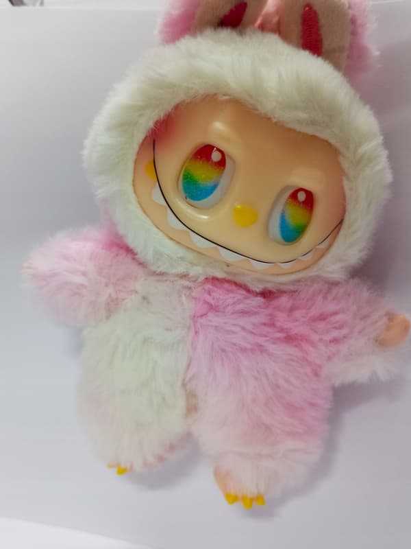 LABU-BI multi-coloured pink-toned keyring soft toy
