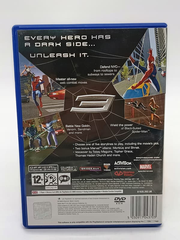 SPIDER-MAN 3 PlayStation 2 (PS2) boxed version