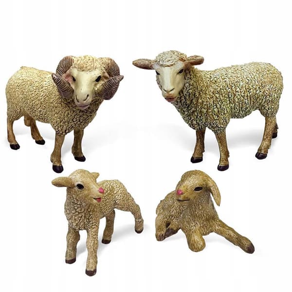 Lifelike Animal Model, educational mini figurines – Miniature Models: 4 sheep