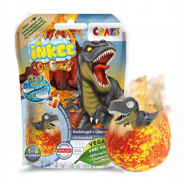 Inkee Surprise Dinorex Pack: 8 bath squirters for children with a d figurine