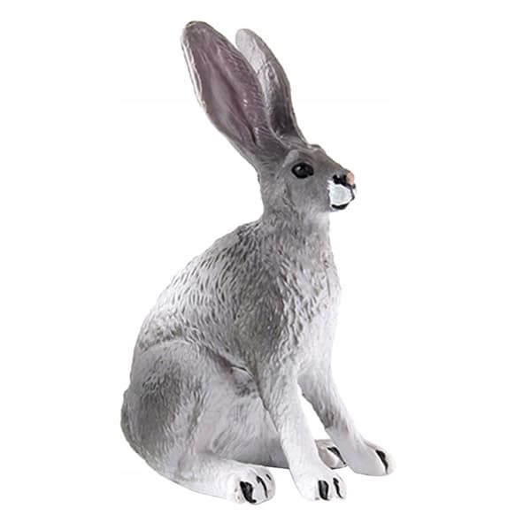 Realistic Forest Animals: Pet Rabbit Action Figures – Grey Crouching Rabbit