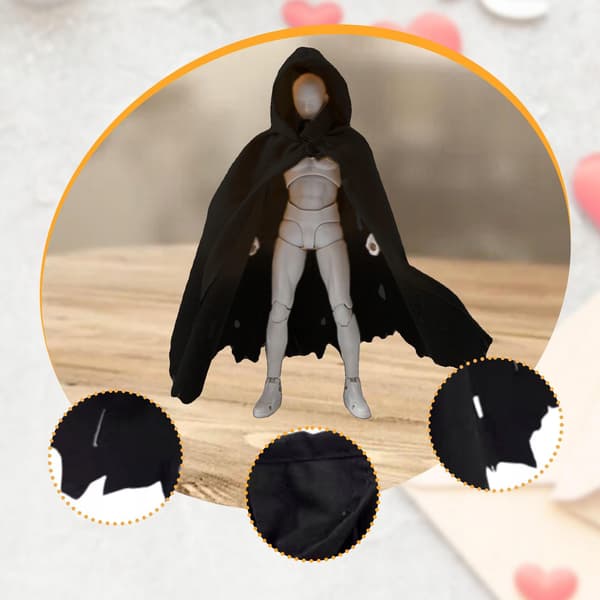 1:12 scale action figure Clothes: Cape and hat Accessories for black figures