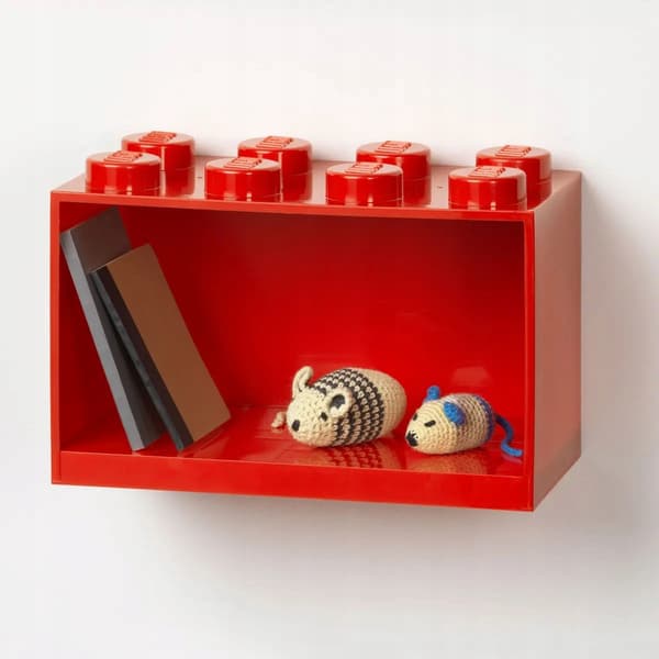 LEGO - Brick-Shaped Shelf with Eight Studs - Red
