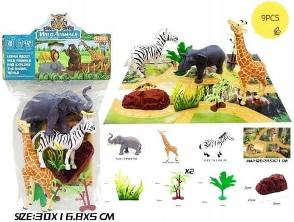 Wild animal set with mat