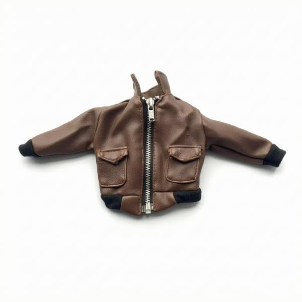1/6 scale flight jacket. Ribbed sleeve cuffs. 12-inch fitted coat that covers