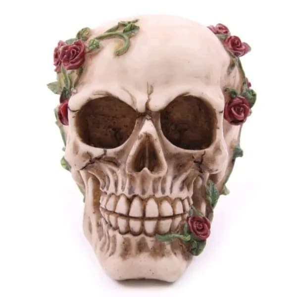 Puckator Skull with Roses Figurine