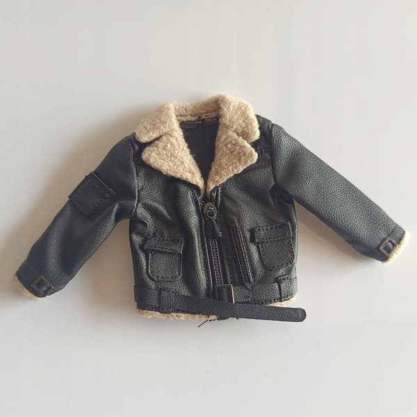 Jacket for 1:12 scale male figures, miniature jacket with pockets, black