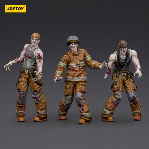 Dark Source Zombie Action Figures: 3-Pack of Firefighters, 8 cm - Small