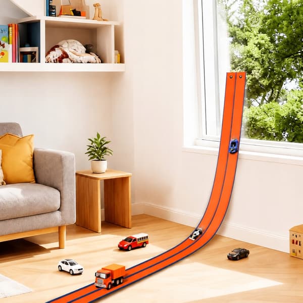 FLEXIBLE TRACK SET – 4.5M, 4 METAL CARS, REVERSE FUNCTION, SUCTION CUP, DIY