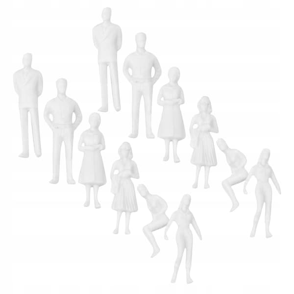 50 MINIATURE WHITE FIGURINES FOR MODELS AND DECORATIONS