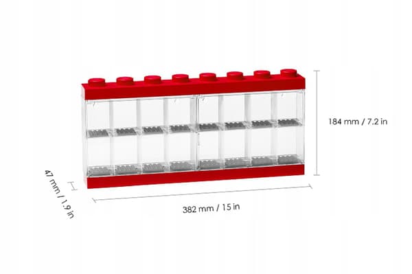 Red display case for 16 LEGO minifigures, Red 406600, Gift