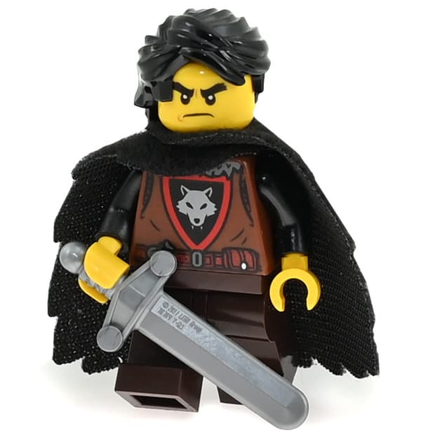 LEGO Castle figure: robber knight, wolf, sword, wolf pack, cape