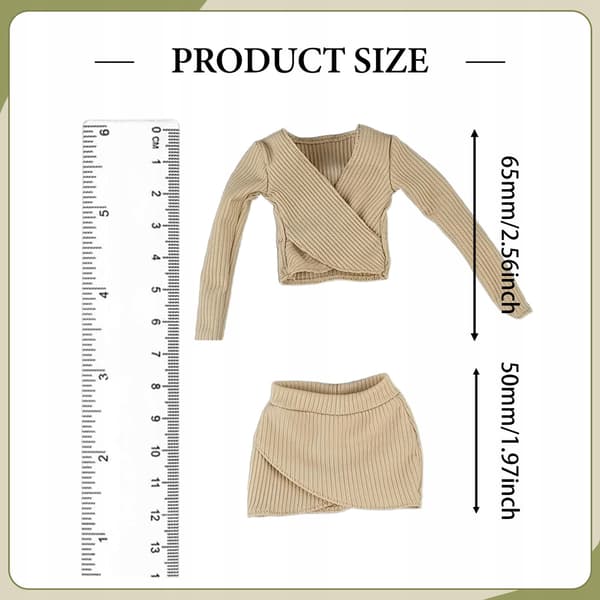 1:6 Scale Basic Crop Top Outfit Feminine Silhouette Khaki