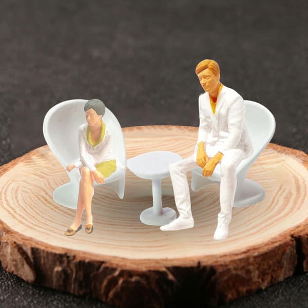 Diorama, models, hand-drawn, desk, chairs, 1/64 scale