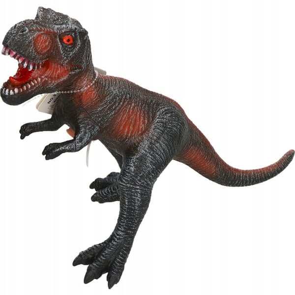 XL RUBBER DINOSAUR WITH SOUND, 44CM, GREY