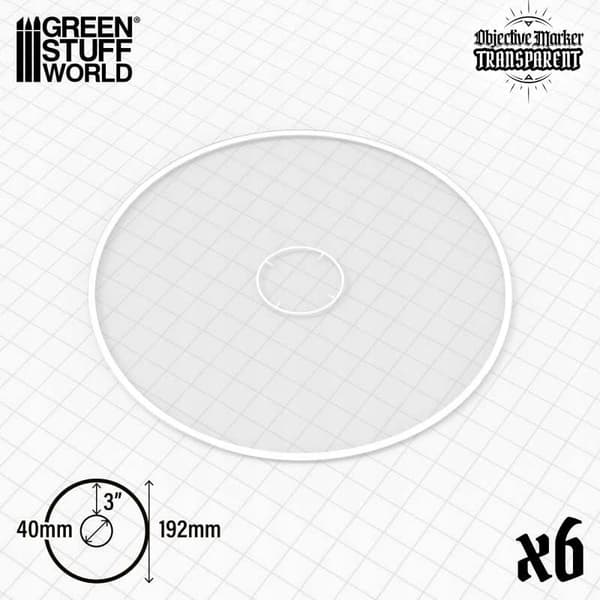 Basic Clear Objective Marker Wh40k-kompatibel – målmarkører, 6 stk.