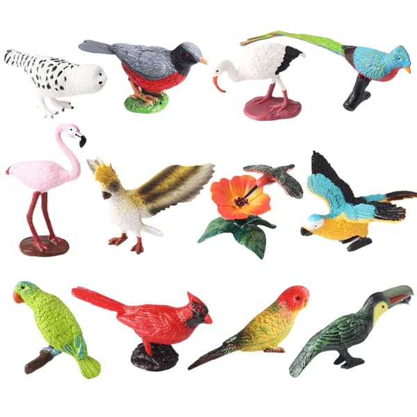 Miniature bird figurines Set Realistic animal model Multicoloured plastic