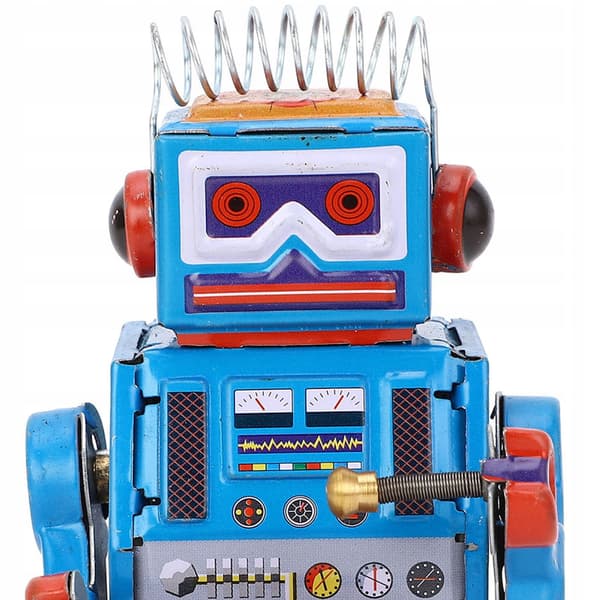 HAND-WINDING, HANDMADE VINTAGE ROBOT TIN DRUM