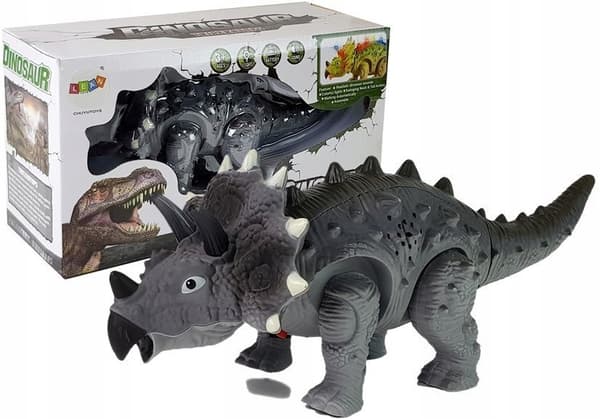 Battery-Operated Triceratops Dinosaur – Grey