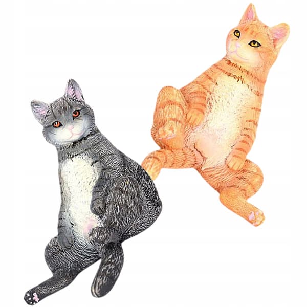 2 COLOURFUL CAT FIGURINES FOR INTERIOR DECORATION
