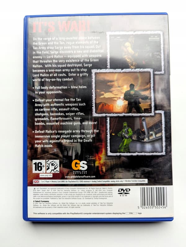 *** ARMY MEN SARGE'S WAR PLAYSTATION 2 PS2 PSX *** 3AAA