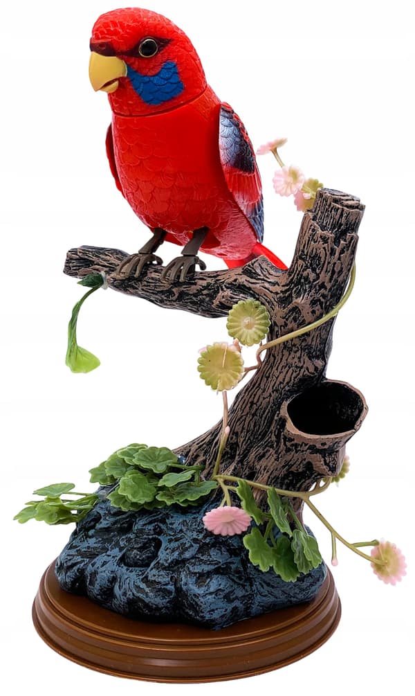 A chirping, moving little bird. An interactive bird. A budgie. With sound