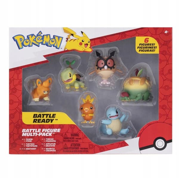 POKEMON 6 Figures: Squirtle, Pawmi, Torchic, Turtwig, Hoothoot, Appltun