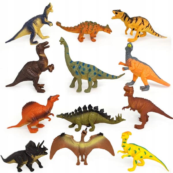 LARGE DINOSAURS Set: 12 x rubber DINOSAUR FIGURES