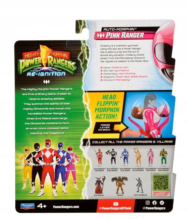 MIGHTY MORPHIN POWER RANGERS ACTION FIGURE: AUTO-MORPHIN PINK RANGER, 12 CM