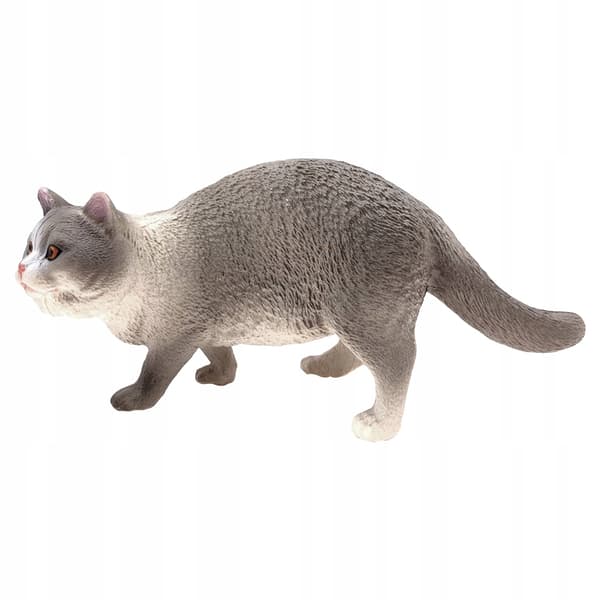 GREY CAT FIGURINE – REALISTIC TABLE DECORATION