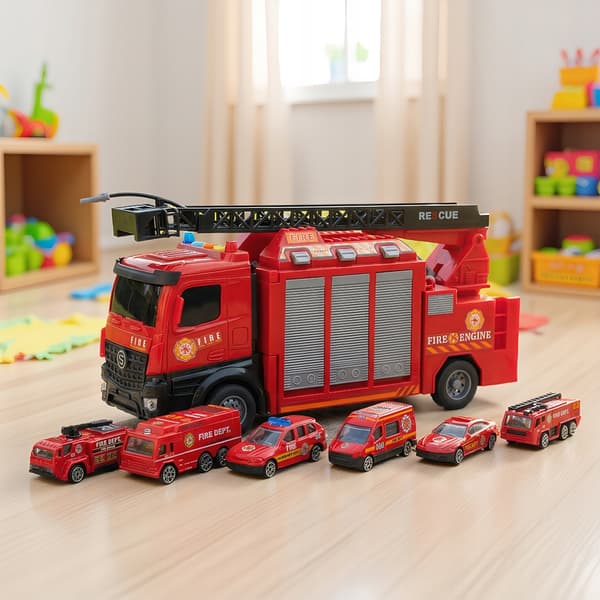 Toy fire engine, accessory set with lights and sounds