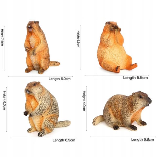 4x Marmots – Model Figures, Decorative Marmots, Desk Decorations