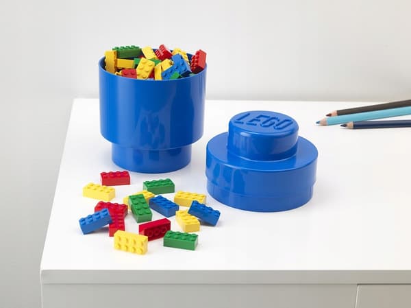 LEGO® round blue single brick container