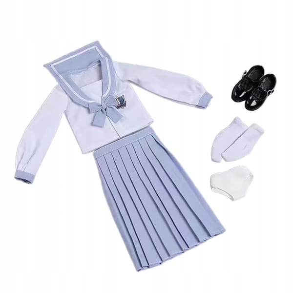 1/6 Scale Figure Doll School Uniform Set – Long-sleeved Top Set, light blue