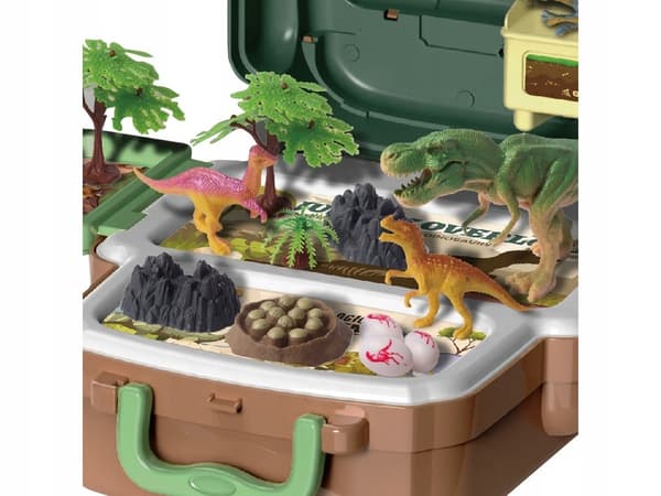 Large Dinosaur Set in a Rucksack – Figures in a Case – DINOSAURS, Volcano, Accessories
