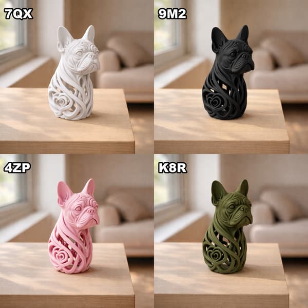 DECORATIVE FRENCH BULLDOG FIGURINE – OPENWORK, LED, MULTICOLOURED