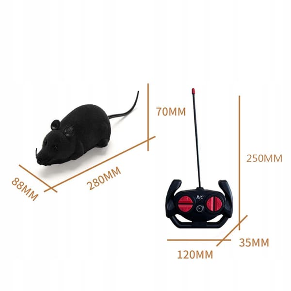 Fote Control Mouse Toy, Simulation Mouse Model Pets Electronic Toys - Black