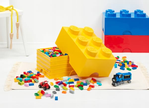LEGO BRICK STORAGE BOX, 6 BOXES, YELLOW, 38 CM