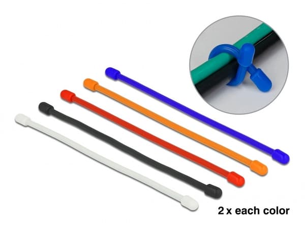 Elastic cable tie, 80 x 4 mm, white, 10 pcs. Delock 18970