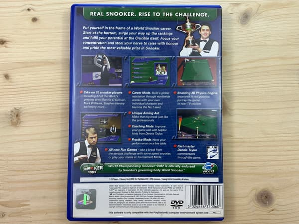 WORLD CHAMPIONSHIP SNOOKER 2002 – ‘Ideal’ disc – PS2 complete set