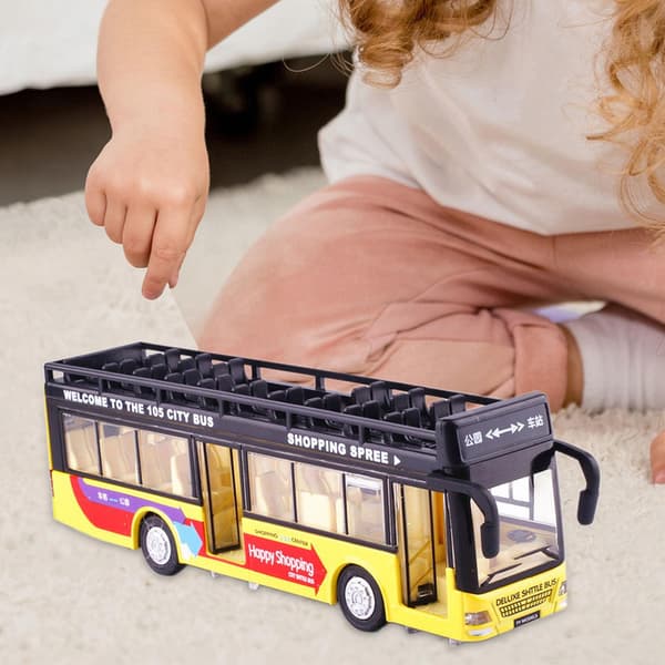 Diecast Bus Toy Simulation Alloy Ornaments Transit Bus Simulation Yellow