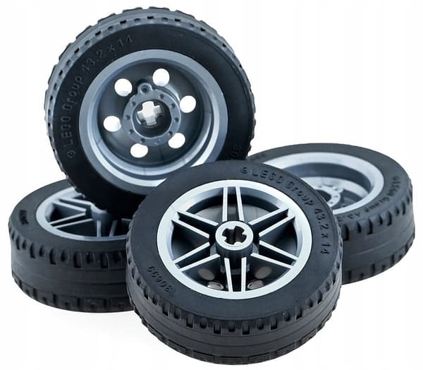LEGO TECHNIC 43.2 x 14 mm wheels, 4 pcs. 30699 56904, silver rims / flat silver