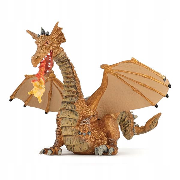 PAPO GOLDEN WINGED DRAGON FIGURINE WITH A FLAME