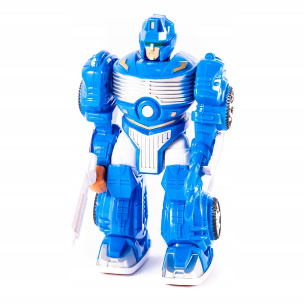 THE ROBOT WALKS, SHOOTS AND GLOWS IN DIFFERENT COLOURS