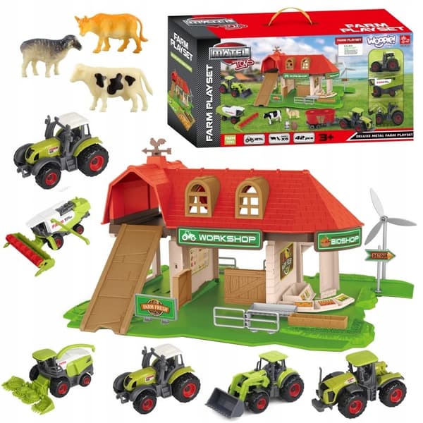Farm Set: Farmyard, Tractors + Figures, 42 pieces, WOOPIE