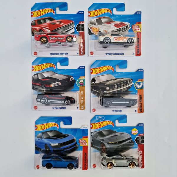 Hot Wheels Ford Mustang 6-car set, 1:64 scale collection