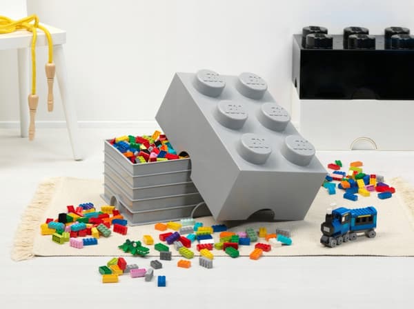 LEGO BRICK STORAGE BOX, 6-BOX SET, GREY, 38 CM