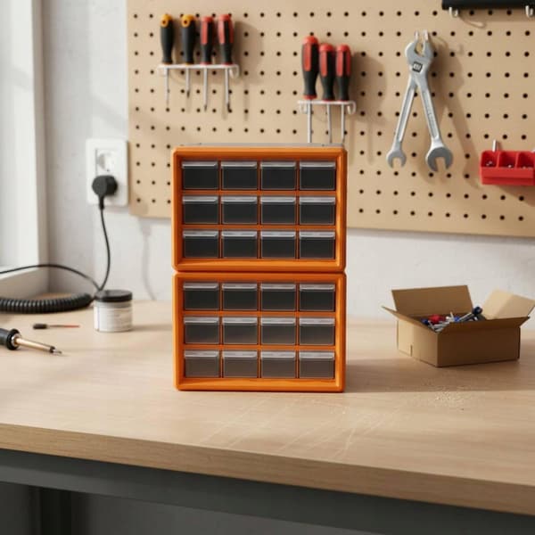 Organiser, Cabinet, Clean, Drawers, Drawer, Cabinet, Stackable, 16 Grid, Green