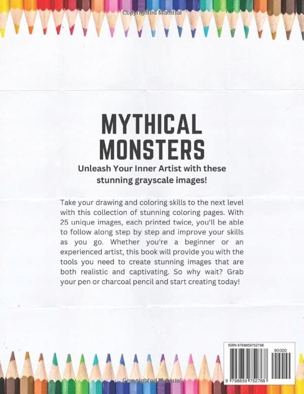 Mythical Monsters: Fantasy Sketches in Light Grey Scale: Colouring Drawing